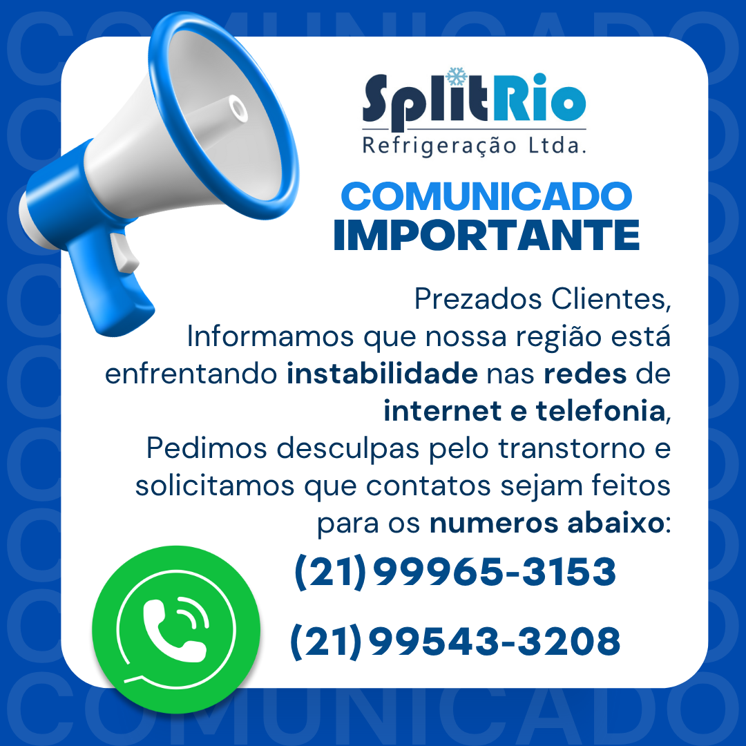 Prezados Clientes Informamos novos números de contato: 21 99965-3153 e 21 99543-3208